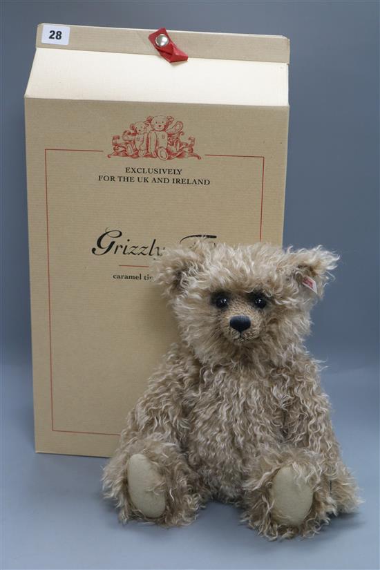 A Steiff Grizzly bear, white tag, boxed